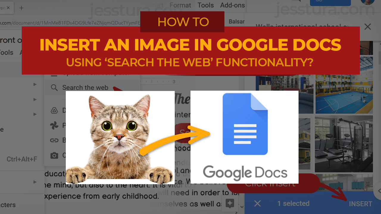 Jess Tura insert an image in Google Docs search the web