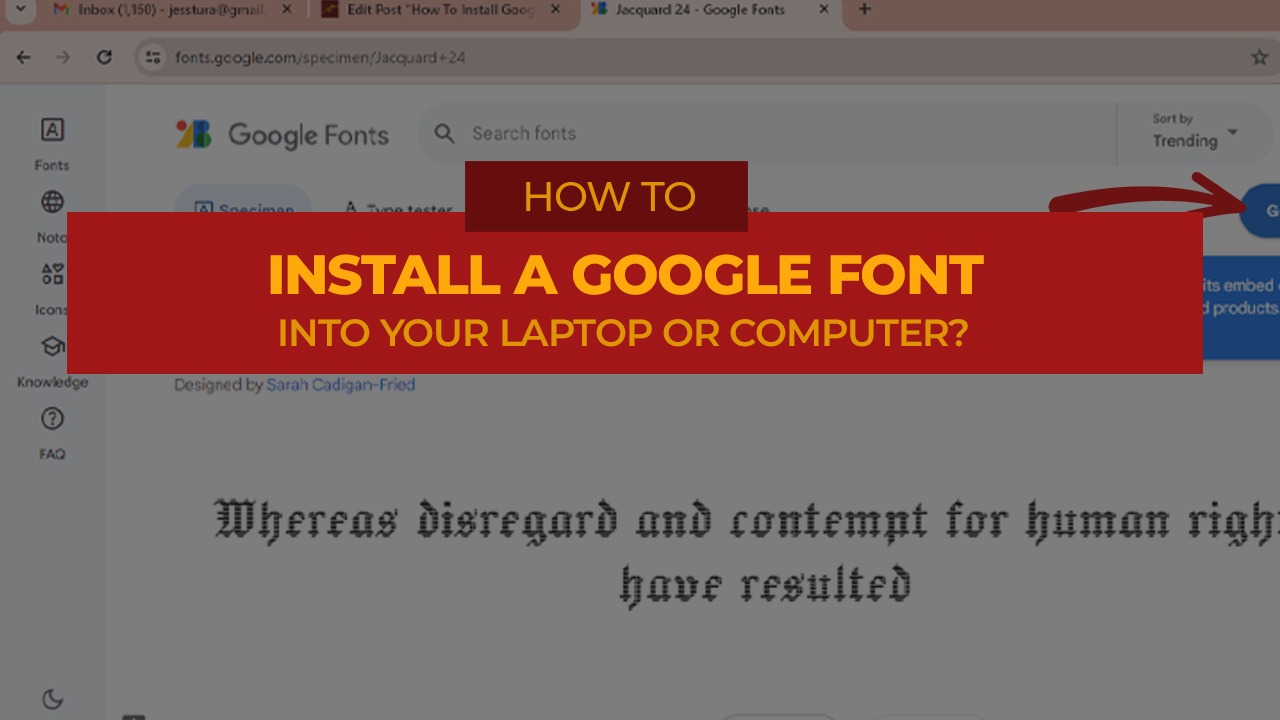 Jess Tura installing Google Font