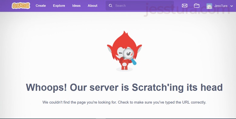Error message when Scratch project is not shared publicly